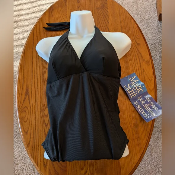 Magic Suit Black 1-Piece Halter Style Swimsuit, Size 12 - NEW - Picture 7 of 9